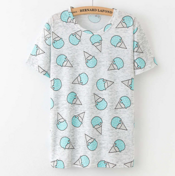 Printing Fruit Cartoon Pattern T-shirt