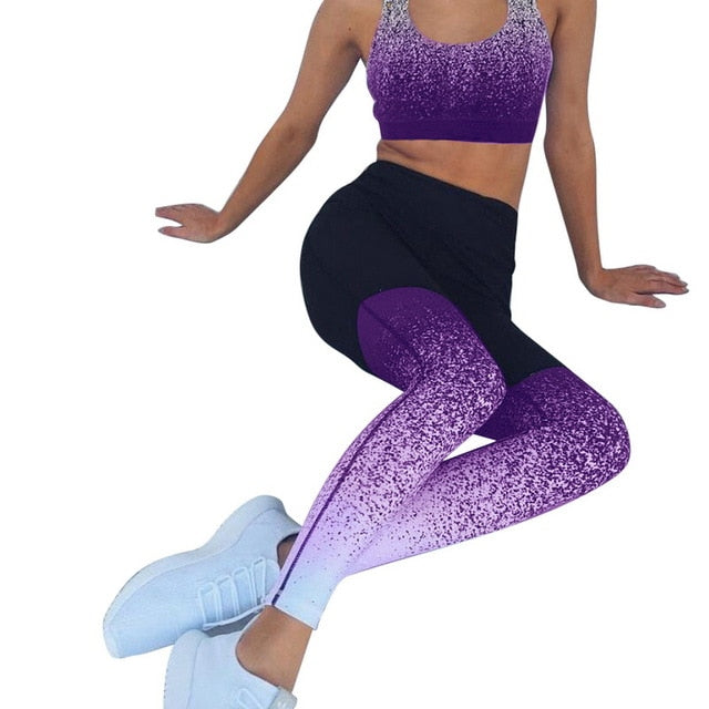 Sexy Sports Suit Women Gradient Fitness Yoga Set Tracksuit Gym Jogging Sportswear Running Top&Leggings Sport Fitness Suit Mujer - unitedstatesgoods