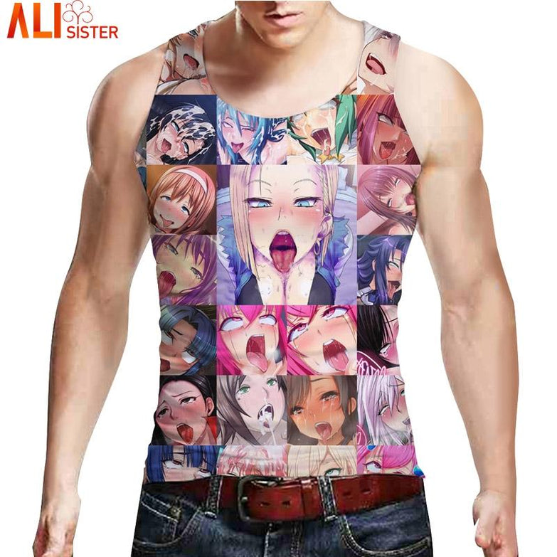Alisister Ahegao 3D Tank Top Men Colorfully Cartoon Vest Tops Casual Sleeveless Undershirts Bodybuilding Summer Funny Tee Vest - unitedstatesgoods