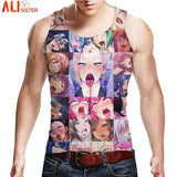 Alisister Ahegao 3D Tank Top Men Colorfully Cartoon Vest Tops Casual Sleeveless Undershirts Bodybuilding Summer Funny Tee Vest - unitedstatesgoods