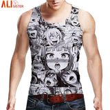 Alisister Ahegao 3D Tank Top Men Colorfully Cartoon Vest Tops Casual Sleeveless Undershirts Bodybuilding Summer Funny Tee Vest - unitedstatesgoods