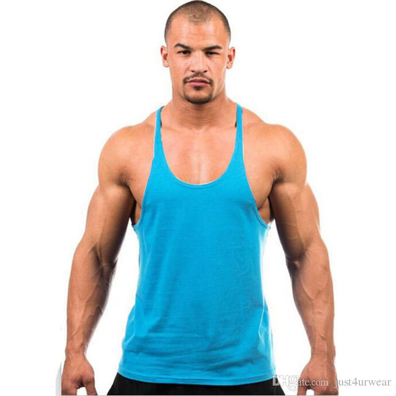 Candy Color Tank Tops Men Summer GYM Fitness Casual Loose Athletic Vests Sleeveless Tanks Tee - unitedstatesgoods
