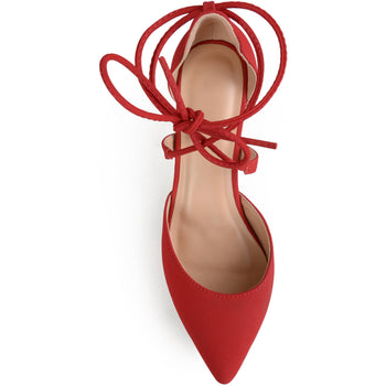 Brinley Co. Womens Pointed Toe Lace-up Ankle Strap Pumps - unitedstatesgoods