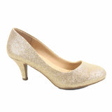 Carlos-s Women's Patent Glitter Round Toe Low Heel Pump Dress Shoes - unitedstatesgoods