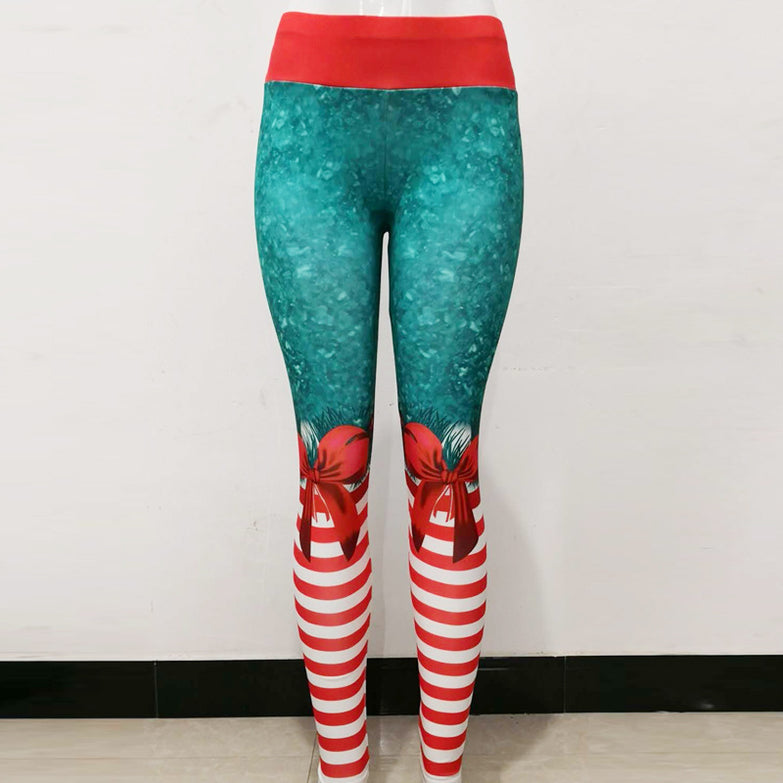 Christmas print clothing fitness pants