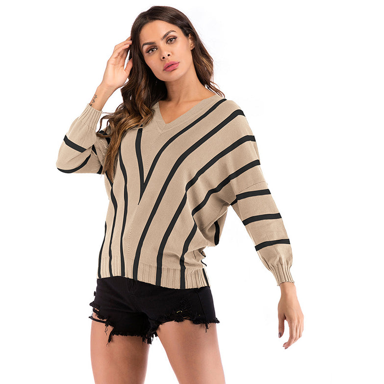 Striped v-neck sweater