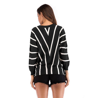 Striped v-neck sweater