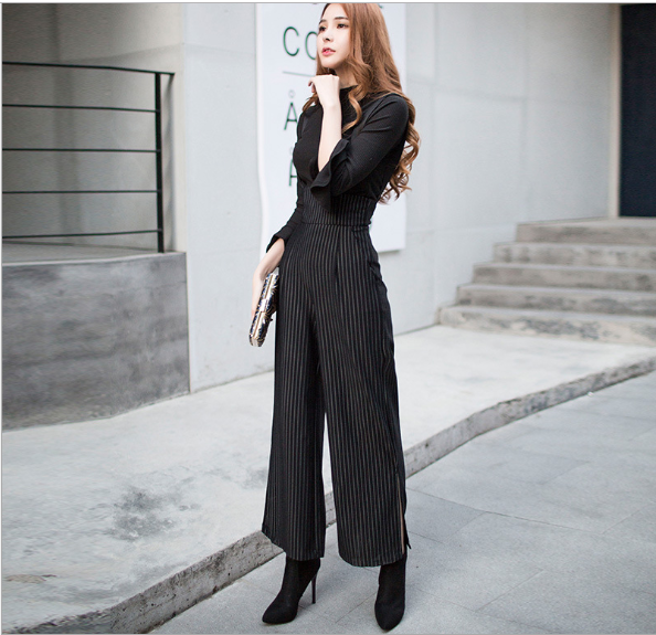 High Waist Striped Jumpsuit