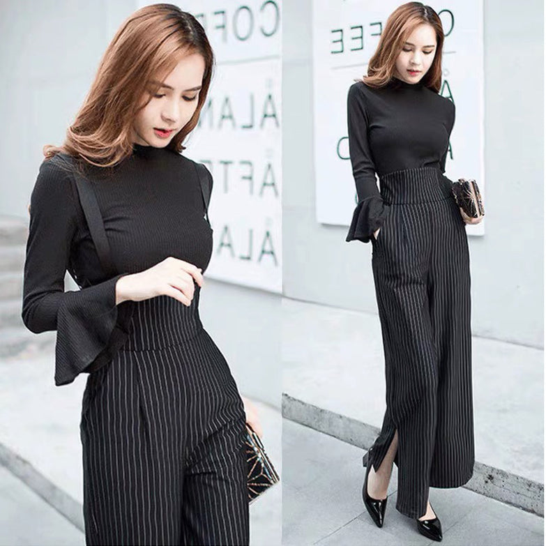 High Waist Striped Jumpsuit