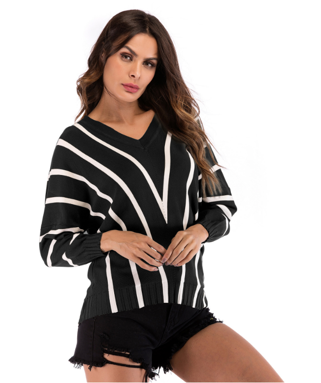 Striped v-neck sweater