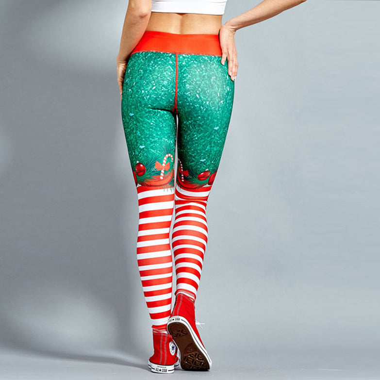 Christmas print clothing fitness pants