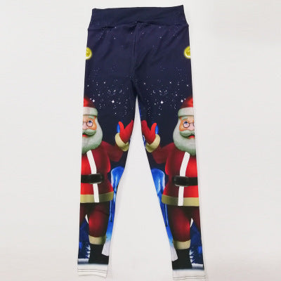 Christmas print clothing fitness pants