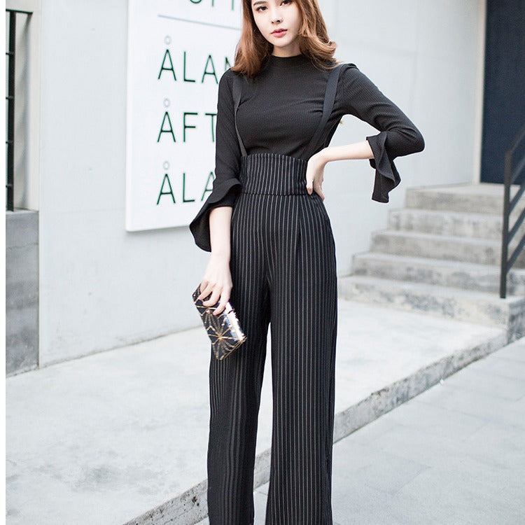 High Waist Striped Jumpsuit