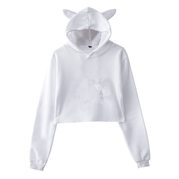 Women's Cat Ear Hooded Short-Sleeved Sweater