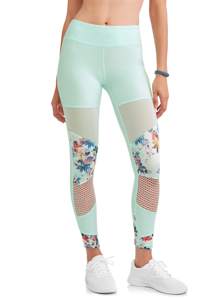 N.Y.L. Sport Women's Floral Print and Mesh Insert Performance Legging - unitedstatesgoods