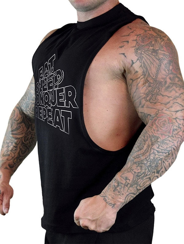 Graphic Print Bodybuilding Sports Tank Top - unitedstatesgoods