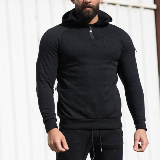 2018 Autumn New Men zipper Hoodies Fashion Casual Gyms Fitness Hooded Jacket Male Cotton Sweatshirts Sportswear Clothing Tops - unitedstatesgoods