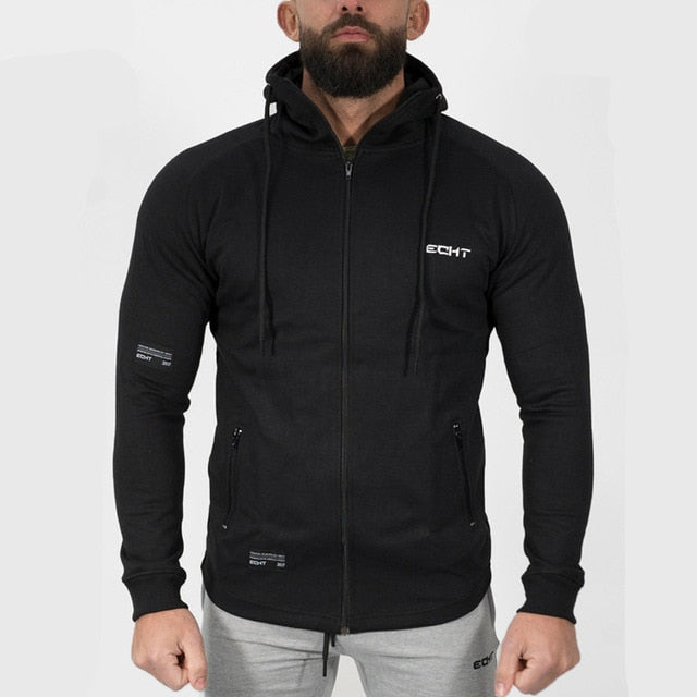 2018 Autumn New Men zipper Hoodies Fashion Casual Gyms Fitness Hooded Jacket Male Cotton Sweatshirts Sportswear Clothing Tops - unitedstatesgoods