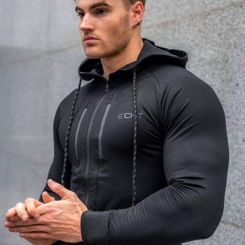 2018 Autumn New Men zipper Hoodies Fashion Casual Gyms Fitness Hooded Jacket Male Cotton Sweatshirts Sportswear Clothing Tops - unitedstatesgoods