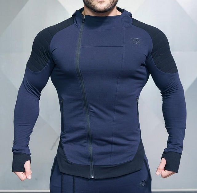 2018 Fashion Cotton Hoodies Men Fitness Hip Hop Mens Brand Solid Hooded Zipper Hoodie Cardigan Sweatshirt Slim Fit Men Hoody - unitedstatesgoods