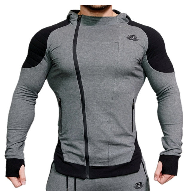 2018 Fashion Cotton Hoodies Men Fitness Hip Hop Mens Brand Solid Hooded Zipper Hoodie Cardigan Sweatshirt Slim Fit Men Hoody - unitedstatesgoods