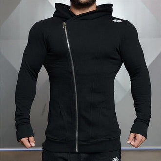 2018 Fashion Cotton Hoodies Men Fitness Hip Hop Mens Brand Solid Hooded Zipper Hoodie Cardigan Sweatshirt Slim Fit Men Hoody - unitedstatesgoods
