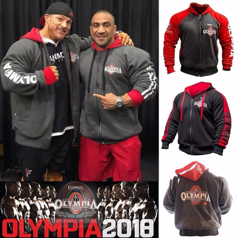 2018 OLYMPIA Mens zipper Hoodies Fashion Casual male gyms fitness Bodybuilding cotton Sweatshirt sportswear Brand top coat - unitedstatesgoods