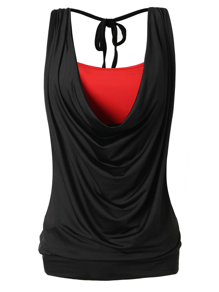 Plus Size Draped Neck 2 in 1 Tank Top - unitedstatesgoods