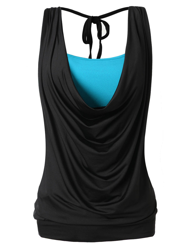 Plus Size Draped Neck 2 in 1 Tank Top - unitedstatesgoods