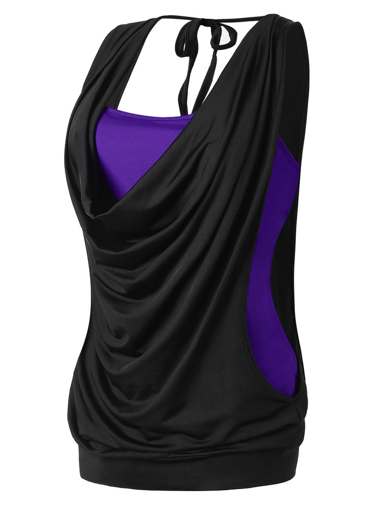 Plus Size Draped Neck 2 in 1 Tank Top - unitedstatesgoods