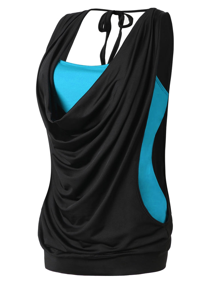 Plus Size Draped Neck 2 in 1 Tank Top - unitedstatesgoods