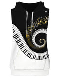 Piano Key Printed Sleeveless Hoodies Tank Top and Shorts - unitedstatesgoods