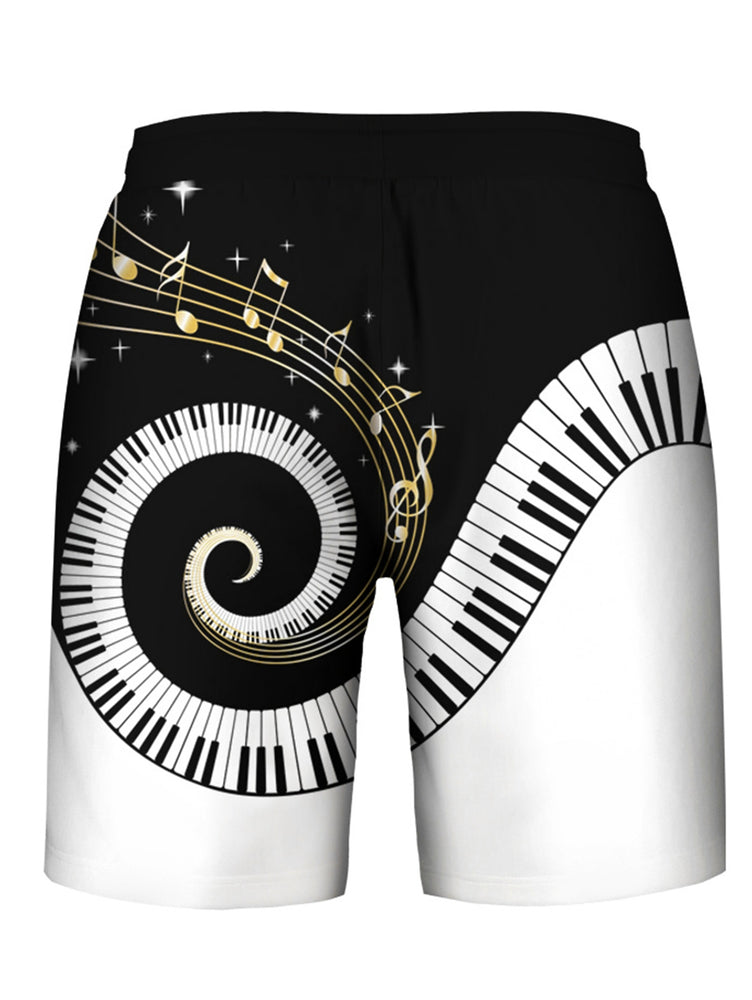 Piano Key Printed Sleeveless Hoodies Tank Top and Shorts - unitedstatesgoods