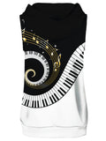 Piano Key Printed Sleeveless Hoodies Tank Top and Shorts - unitedstatesgoods