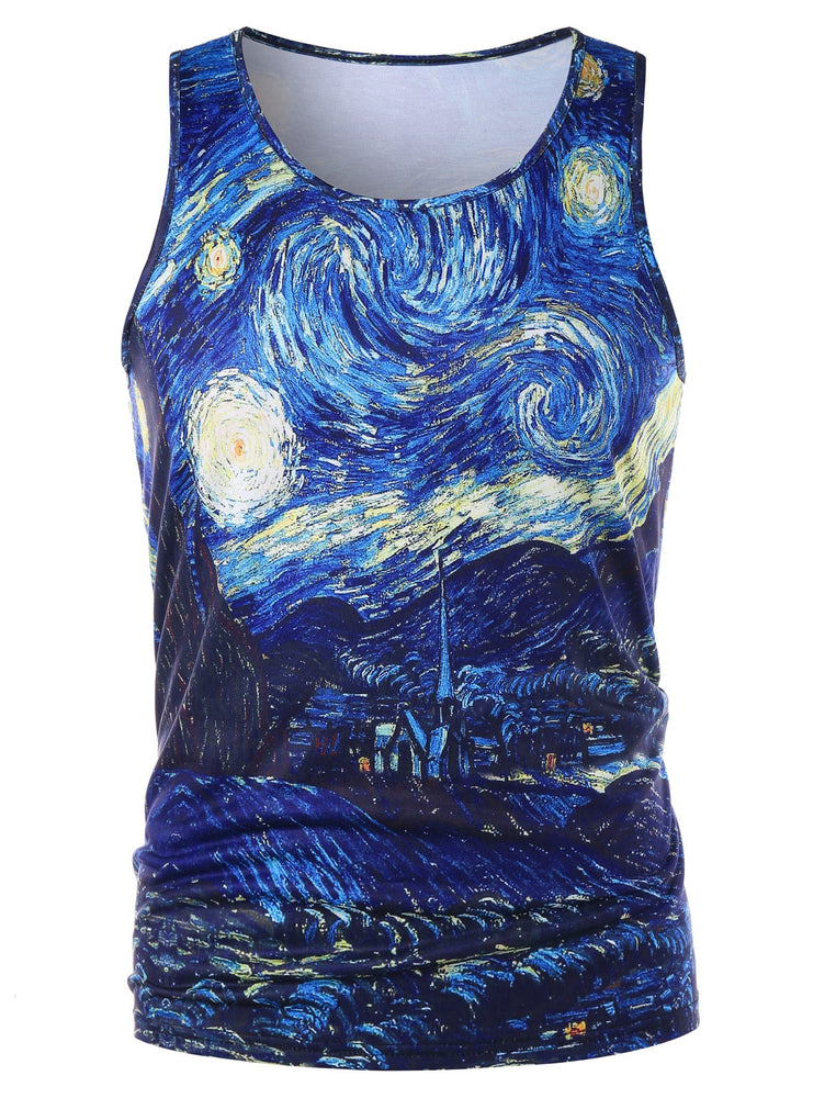 3D Starry Sky Print Tank Top - unitedstatesgoods