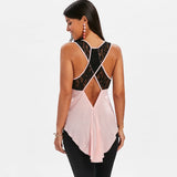 Lace Criss Cross Cut Out Back Tank Top - unitedstatesgoods