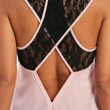 Lace Criss Cross Cut Out Back Tank Top - unitedstatesgoods