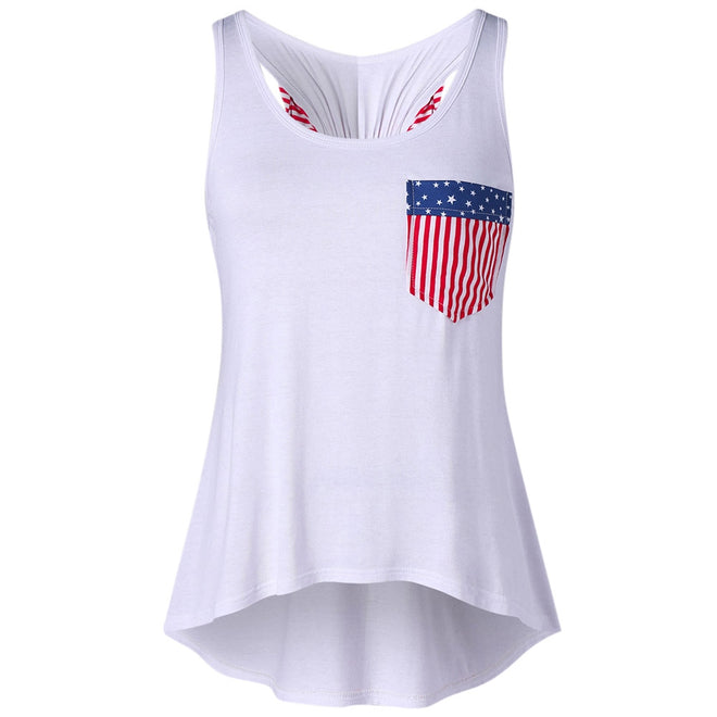 Bowknot Embellished American Flag Tank Top - unitedstatesgoods