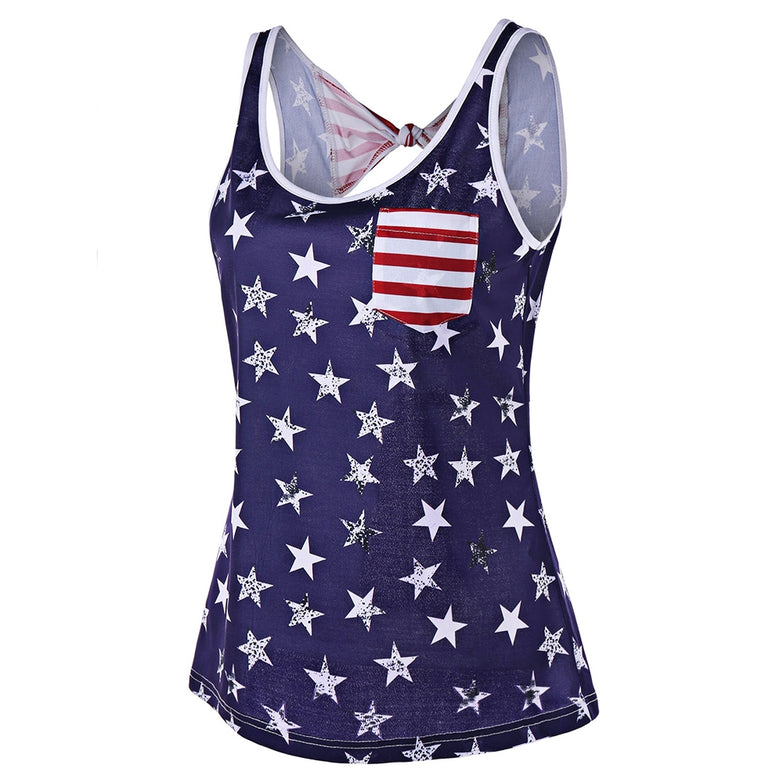 American Flag Backless Tank Top with Bowknot - unitedstatesgoods