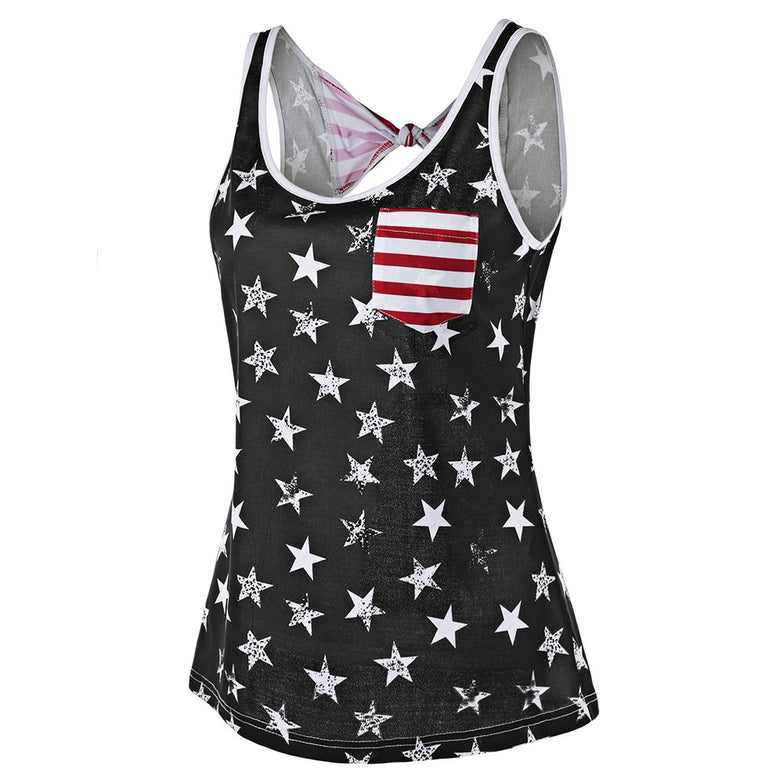 American Flag Backless Tank Top with Bowknot - unitedstatesgoods