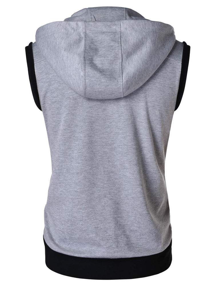 Zipper Sleeveless Hooded Tank Top - unitedstatesgoods