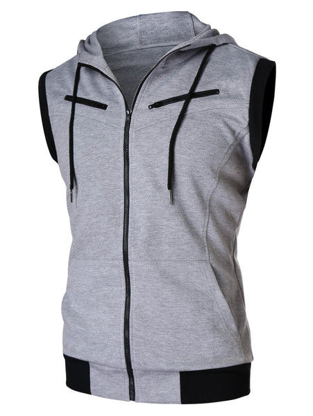 Zipper Sleeveless Hooded Tank Top - unitedstatesgoods