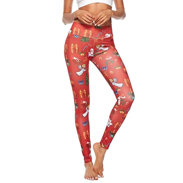 2019 Hot Sale Long Leggings Chic Women Xmas Christmas Deer Santa Claus Snow Print Casual Winter Autumn Fitness Leggings - unitedstatesgoods