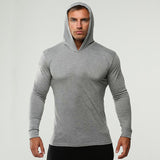 2019 Long Sleeve Fitness Hoodies Men Autumn Thin Sweatshirt Male Sporting Slim Fit Streetwear Solid Pullover Hoodie White Gray - unitedstatesgoods