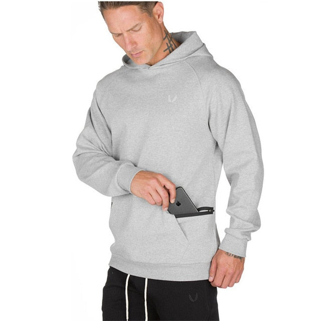 2019 Men Hoodie Sweatshirt Zipper Pocket Man Casual Fashion Hooded Pullover Gyms Fitness Sportswear Brand Clothing 3 color XXXL - unitedstatesgoods