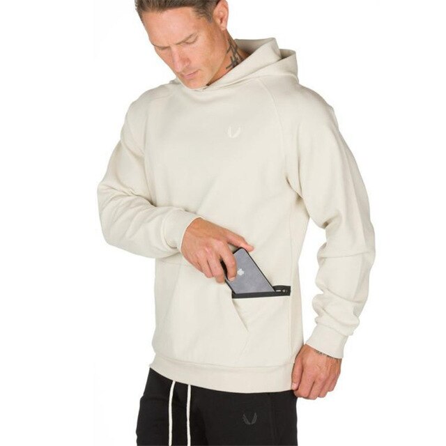 2019 Men Hoodie Sweatshirt Zipper Pocket Man Casual Fashion Hooded Pullover Gyms Fitness Sportswear Brand Clothing 3 color XXXL - unitedstatesgoods