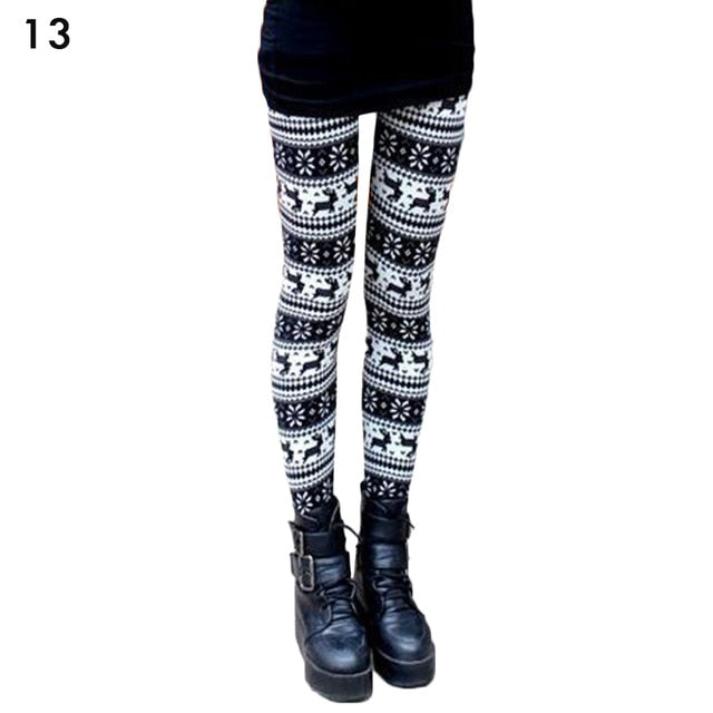 2019 Women's Thick Leggings Women girl casua Winter Christmas leggings Snowflake Knitted Elastic Leggings Fitness Cotton Pants - unitedstatesgoods