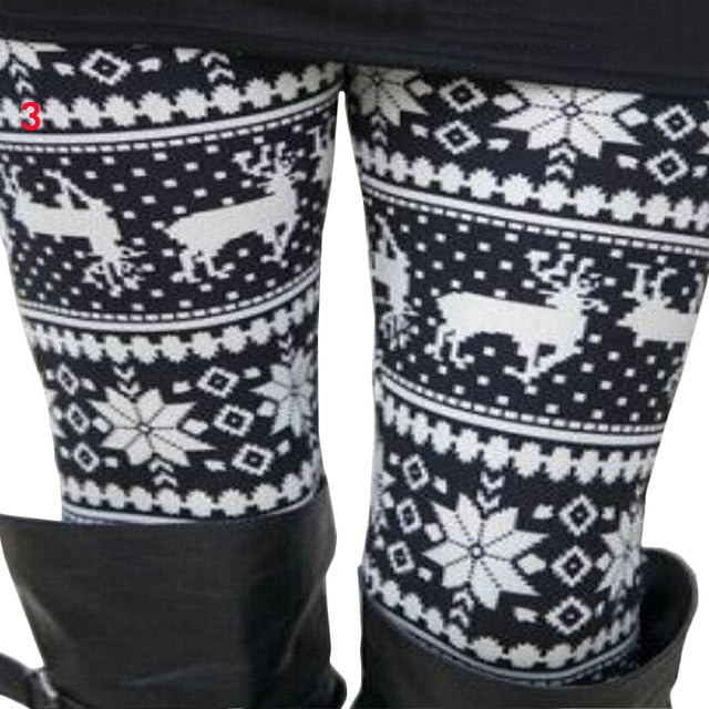 2019 Women's Thick Leggings Women girl casua Winter Christmas leggings Snowflake Knitted Elastic Leggings Fitness Cotton Pants - unitedstatesgoods