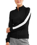 Women's Athleisure Essential Athletic Stripe Mockneck Jacket - unitedstatesgoods