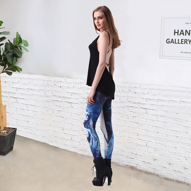 Bride zombie print yoga pants female